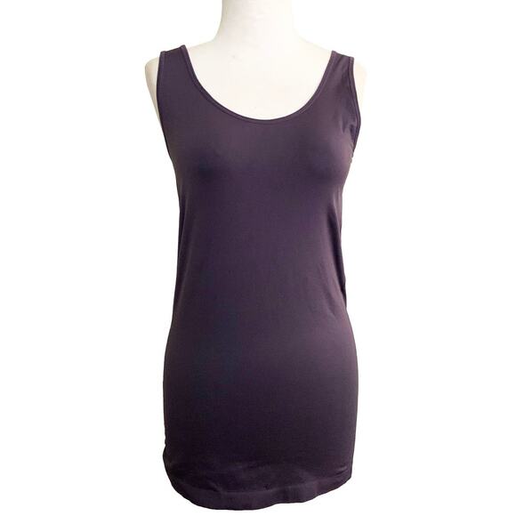 Yelete Sleeveless Seamless Tank Top Plus Size Grey Shark Double Scoop Basic - Picture 2 of 5